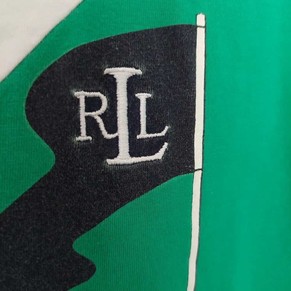 Ralph Lauren Lauren Active Green and White Golf Polo Size L.